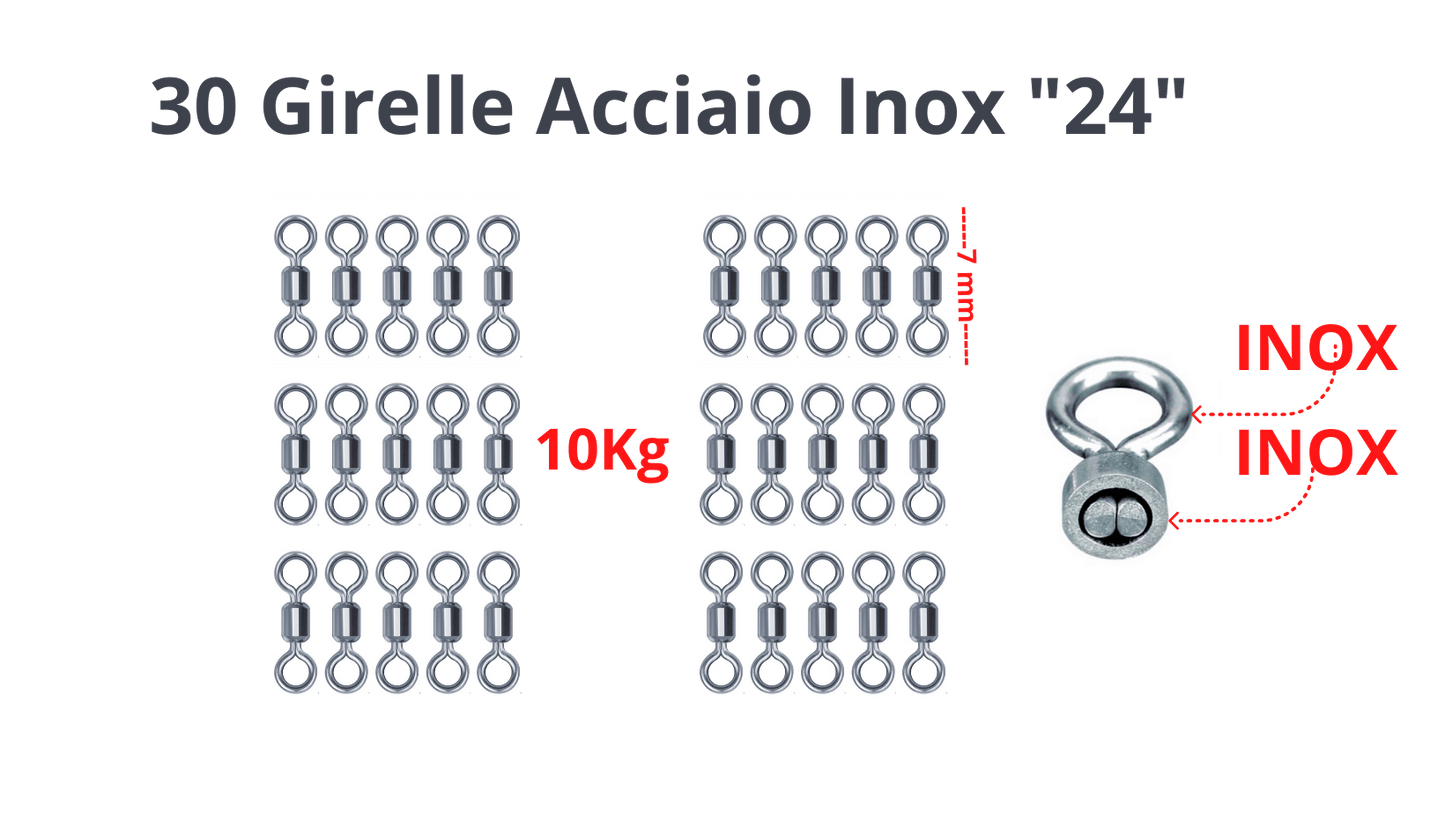 30 Pezzi Micro Girella Inox con Altissimo Carico di Rottura Misure 20 22 e 24 - Lampogamma Superleds