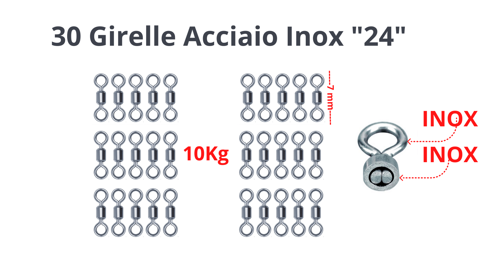 30 Pezzi Micro Girella Inox con Altissimo Carico di Rottura Misure 20 22 e 24 - Lampogamma Superleds